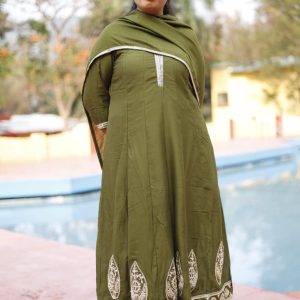 Olive Green Anarkali Set