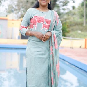 Soft Mint Green Elephant Cotton 3pc Set