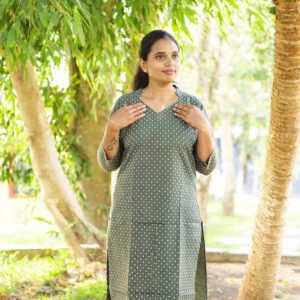 Olive Green Cotton Kurti