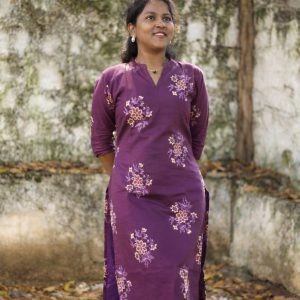 Deep Plum Purple Cotton Kurti