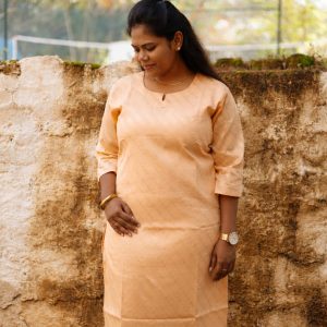 Peach Jacquard Kurti