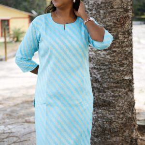 Sky Blue Jacquard Kurti