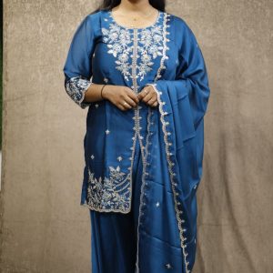 Royal Saphire Embroidered Sharara Set