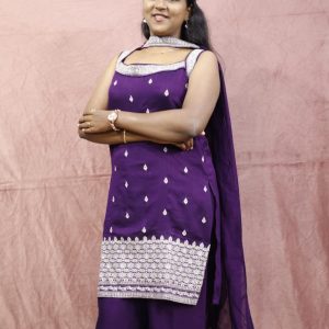 Deep Purple Sharara Set With Palazzo Pant