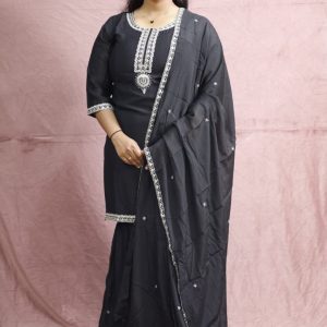 Black Sharara Set With Gharara Pant