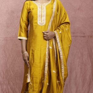 Golden Mustard Elegance Anarkali Set