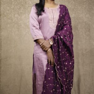 Dusty Lavender With Deep Plum Dupatta 3pc set